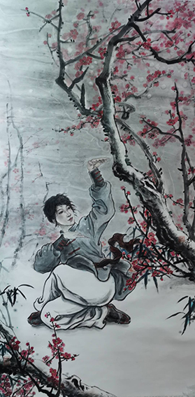 顾志良作品1《傲雪》137cmX68cm 2017年